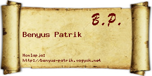 Benyus Patrik névjegykártya